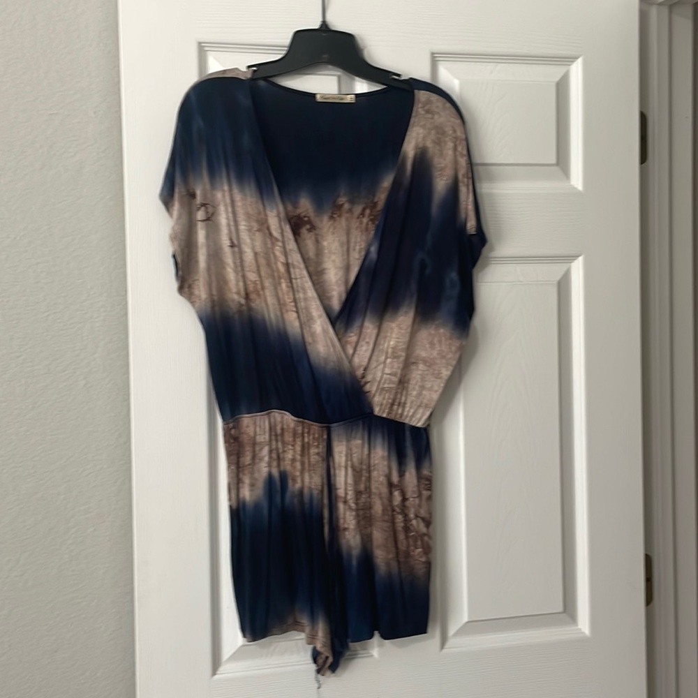 Heart Hips romper- Blue/Cream- size L
